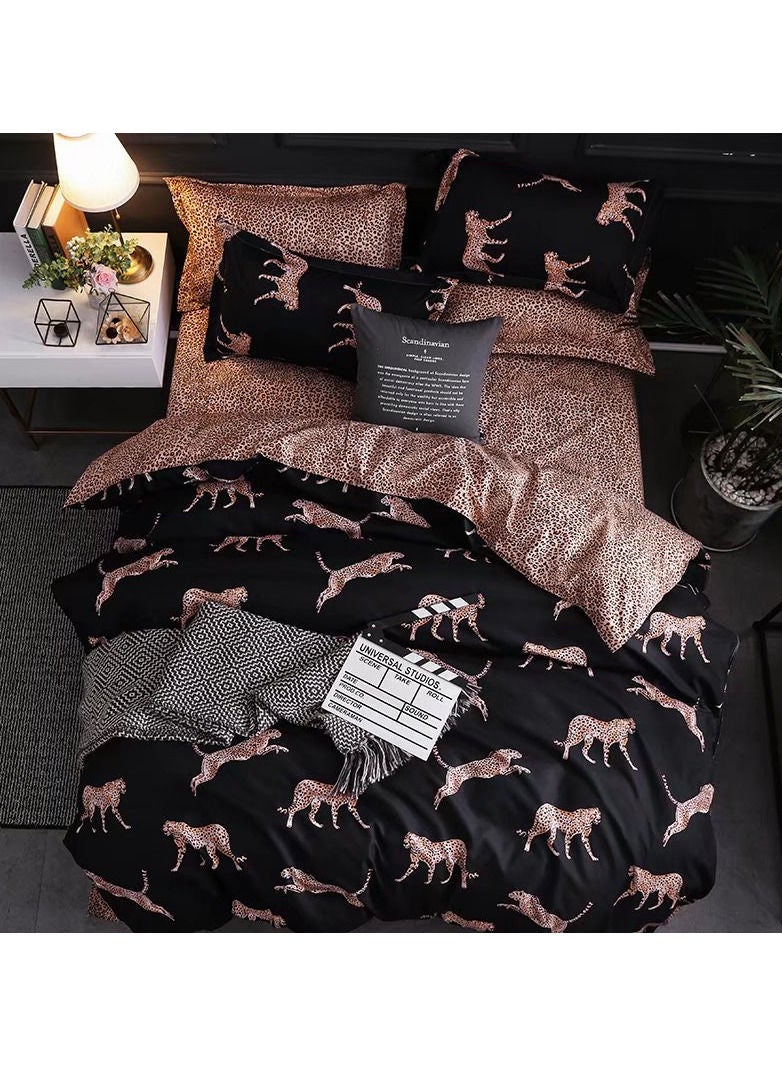 6 Piece Queen Size Duvet Cover Set, Microfibre Super Soft Cotton, Includes 1x Duvet Cover 180x230cm, Sheet 160x200+30cm, 4x Pillowcases 50x75cm