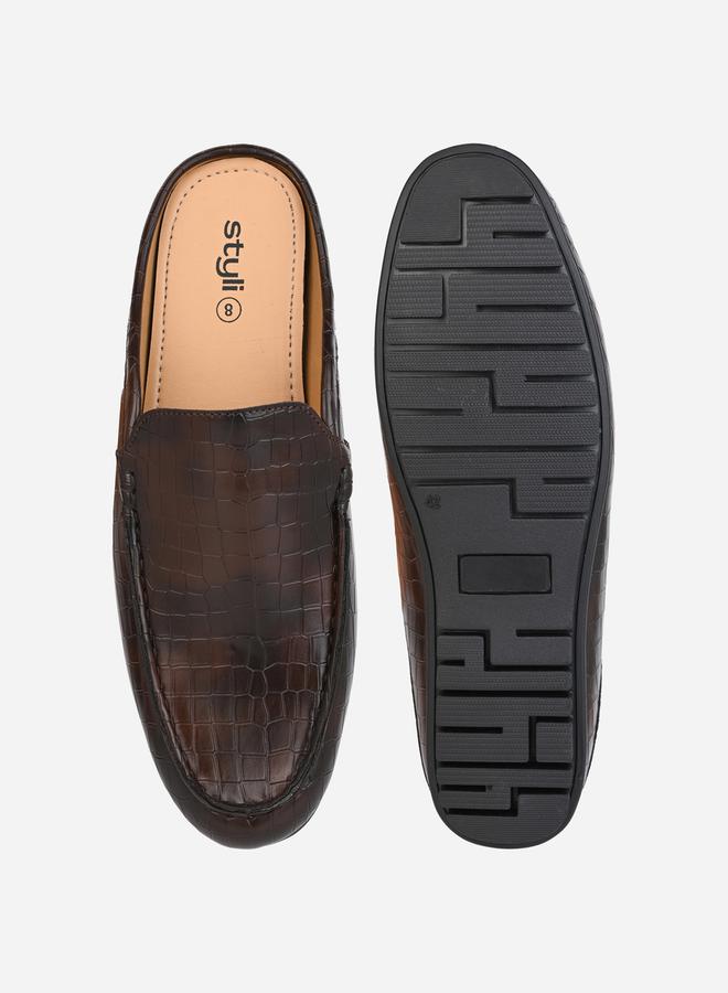 Styli Snake Skin Textured Slip On Mules  - Image 5