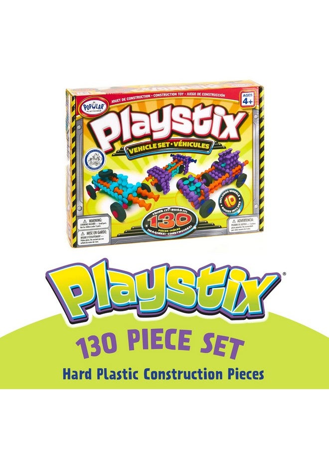 Popular Playthings Playstix Vehicles Set Construction Toy Building Blocks 130 Piece Kit - Image 2