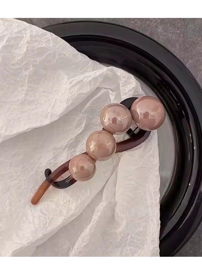 جلوسكي أنيق كبير لؤلؤة دبوس الشعر للنساء بسيطة اللون الصلب البلاستيك كلمة واحدة Twist كليب دبوس الشعر القرش كليب رأس ملحقات الشعر - Image 1