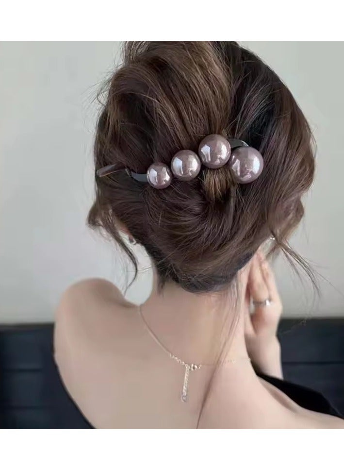 جلوسكي أنيق كبير لؤلؤة دبوس الشعر للنساء بسيطة اللون الصلب البلاستيك كلمة واحدة Twist كليب دبوس الشعر القرش كليب رأس ملحقات الشعر - Image 4