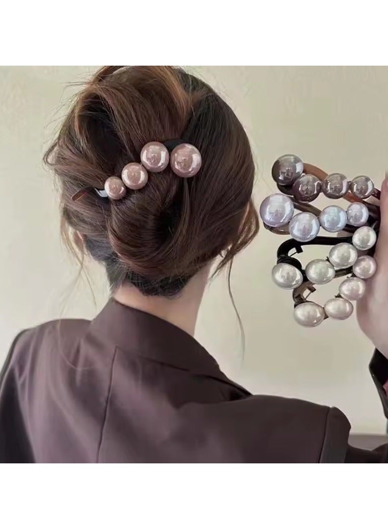 جلوسكي أنيق كبير لؤلؤة دبوس الشعر للنساء بسيطة اللون الصلب البلاستيك كلمة واحدة Twist كليب دبوس الشعر القرش كليب رأس ملحقات الشعر - Image 5