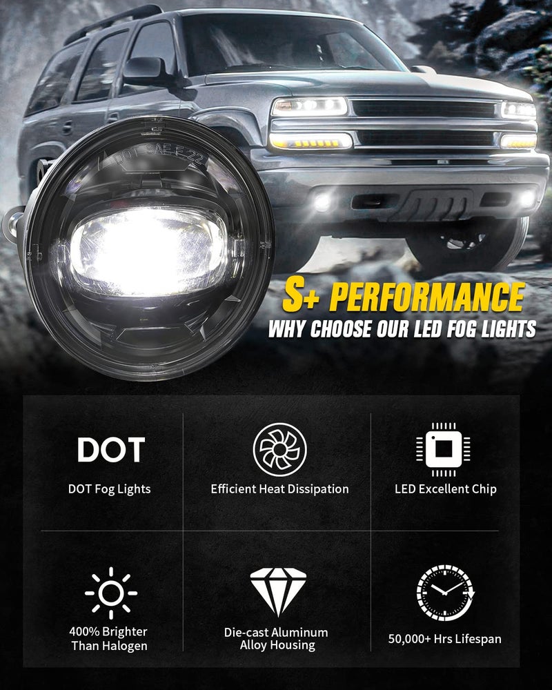 RAMJET4X4 LED Fog Lights Assembly DOT Driving Fog Lamps Replacement Compatible with 2001-2006 Chevy Tahoe Suburban 1500 (Fit Z71 ONLY), 1994-2003 Pontiac Grand Prix, 2000-2005 Pontiac Sunfire - Image 3