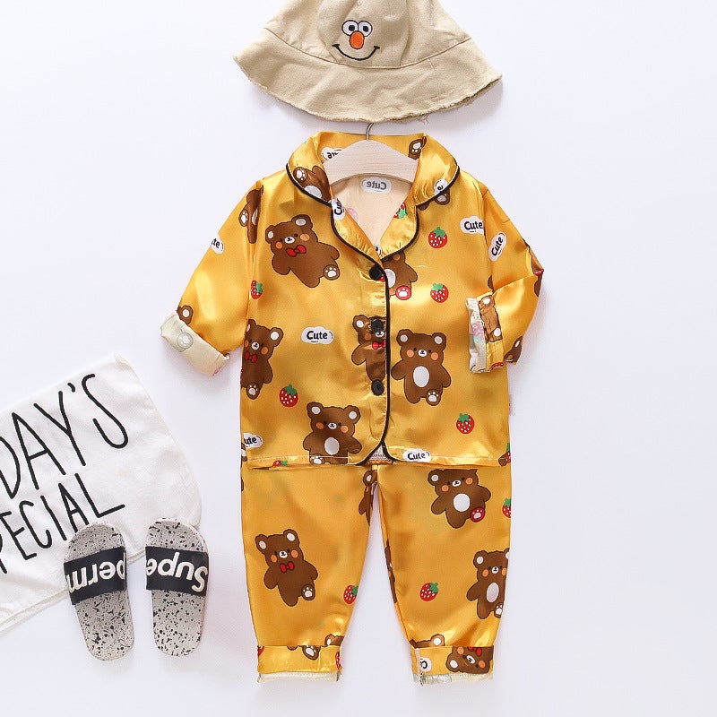 Ca125 Mu Fu Rui Han Fan Chunqiu Children'S Pajamas Satin Cartoon Home Clothes Long Sleeve Suit Fashion - Image 1