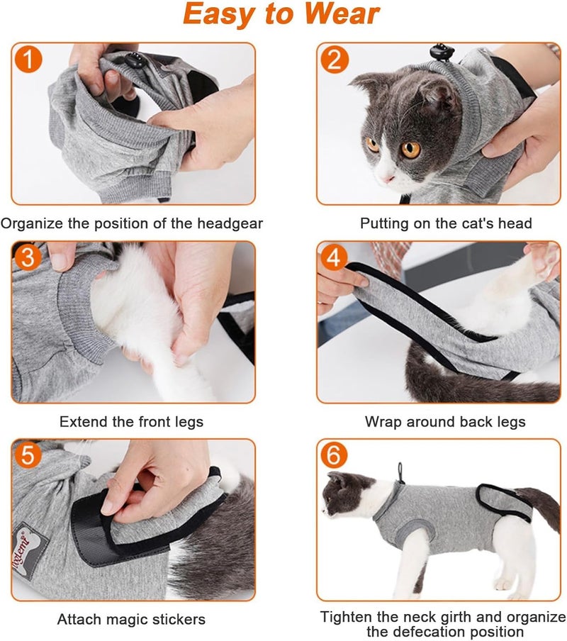 KASTWAVE Defect free upgraded substance Cat Surgery Recovery Suit, Breathable Professional Clothing, Onesie for After Surgery, Spay Suit for Surgical Abdominal Wounds (S) Simple multifunctional build - Image 5