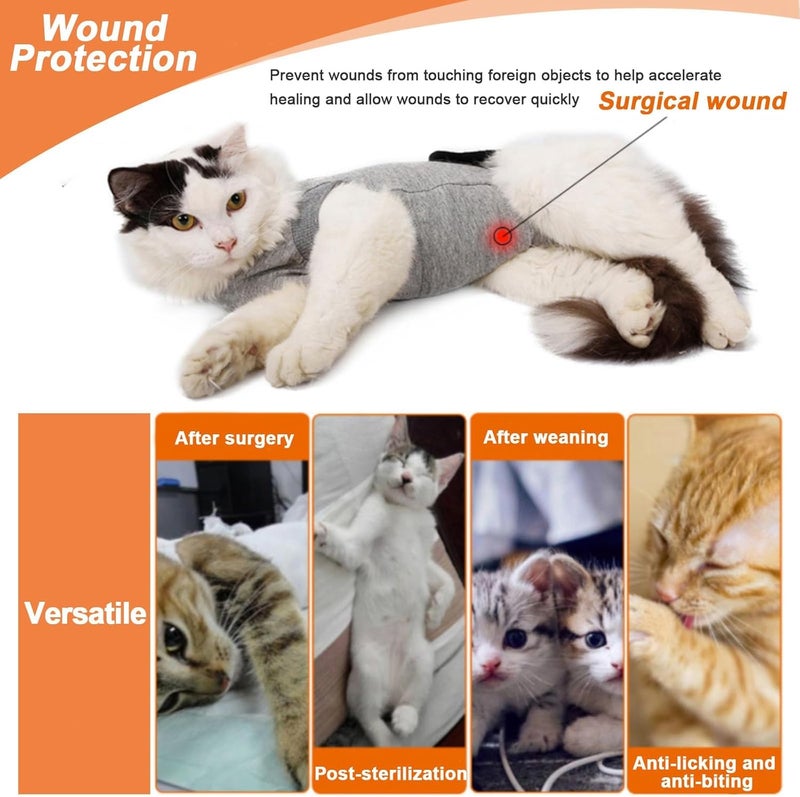 KASTWAVE Defect free upgraded substance Cat Surgery Recovery Suit, Breathable Professional Clothing, Onesie for After Surgery, Spay Suit for Surgical Abdominal Wounds (S) Simple multifunctional build - Image 2
