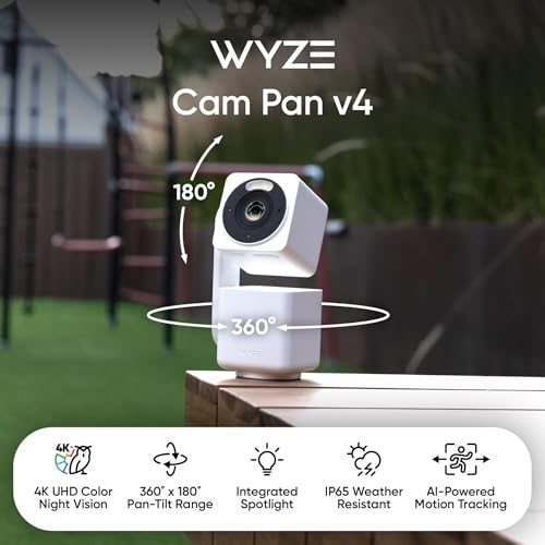 WYZE Cam Pan v4 4K Smart Security Camera AI IndoorOutdoor Cameras for Home Security Baby Pet Color Night Vision 360 PanTilt8 x Digital Zoom 24G 5G Works with Alexa Google Assistant - Image 3
