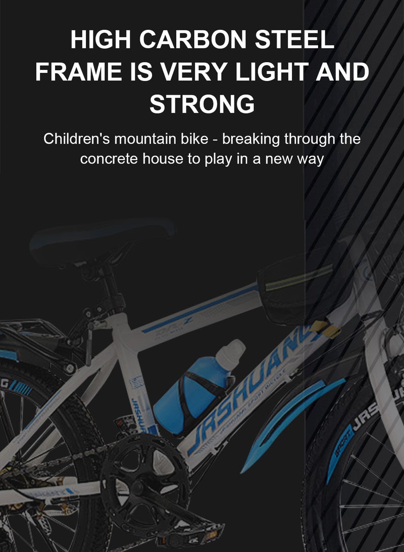 JRSHUANG Mountain Bike 18 Inch, 7 Speed Dual Disc Brake Bicycle with Passengers Rear Seat Adjustable Seat and Basket, Kids Road Bike for 6-18 Years Boys and Girls - Image 2