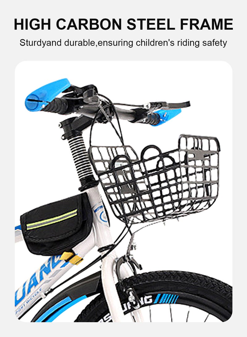 JRSHUANG Mountain Bike 18 Inch, 7 Speed Dual Disc Brake Bicycle with Passengers Rear Seat Adjustable Seat and Basket, Kids Road Bike for 6-18 Years Boys and Girls - Image 4
