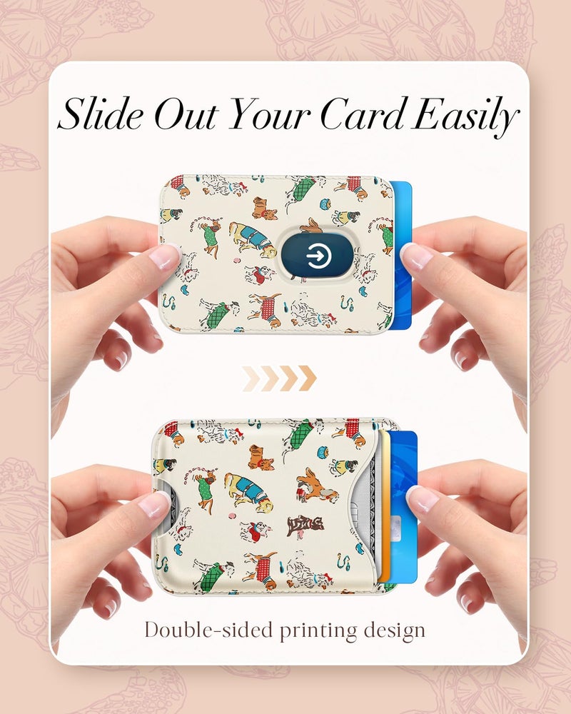 Shorogyt Compatible with Magsafe Wallet Magnetic Card Holder - Dogs Phone Wallets for Women Teen Girls Cute for iPhone 17/16/15/14/13/12 Series Slim for Apple Mag RFID Magnet, Fit 3 Cards - Image 4