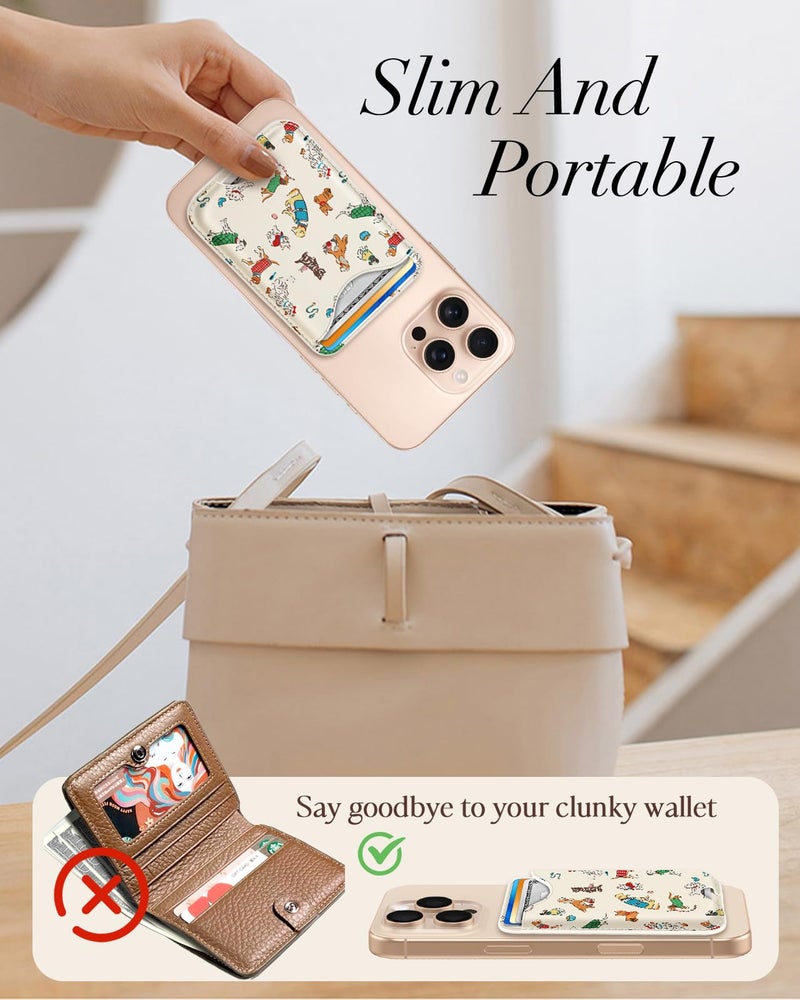 Shorogyt Compatible with Magsafe Wallet Magnetic Card Holder - Dogs Phone Wallets for Women Teen Girls Cute for iPhone 17/16/15/14/13/12 Series Slim for Apple Mag RFID Magnet, Fit 3 Cards - Image 2