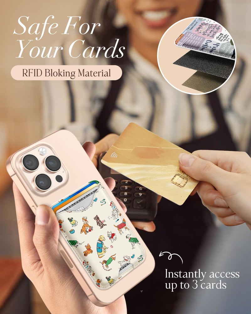 Shorogyt Compatible with Magsafe Wallet Magnetic Card Holder - Dogs Phone Wallets for Women Teen Girls Cute for iPhone 17/16/15/14/13/12 Series Slim for Apple Mag RFID Magnet, Fit 3 Cards - Image 5