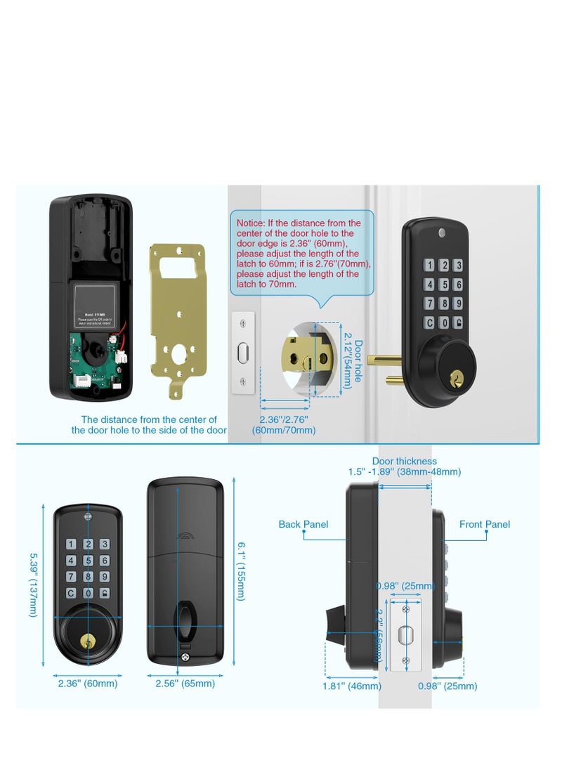 Excefore - Smart Door Lock Electronic Keypad Deadbolt Smart Deadbolt Lock for Front Door Keyless Entry Door Lock with Auto-Lock Anti-Peeping Password Easy Installation for Home Bedroom Garage - Image 1