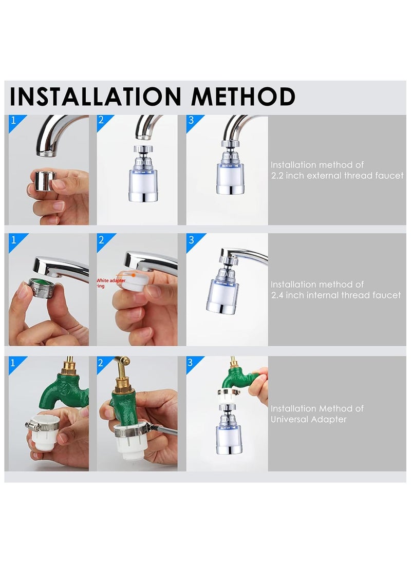 Sink Filter Water Faucet Water Sink Filter Universal 360 Degree Rotating Water Filter with 5 Cartridges Remove Heavy Metals and Hard for Kitchen and Bathroom