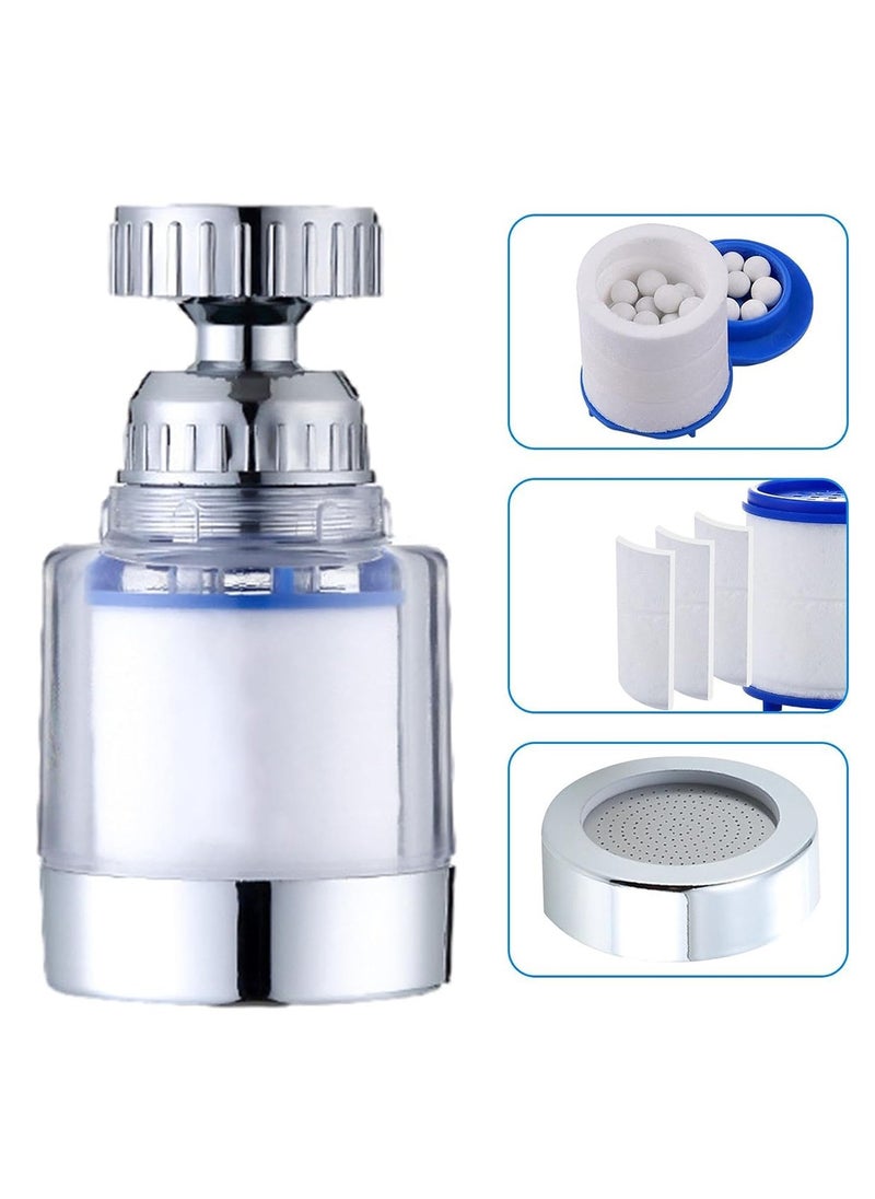 Sink Filter Water Faucet Water Sink Filter Universal 360 Degree Rotating Water Filter with 5 Cartridges Remove Heavy Metals and Hard for Kitchen and Bathroom