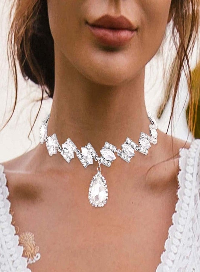 Zoestar Sparkly Rhinestone Choker Necklace Silver Bling Crystal Necklaces Prom Jewelry for Women - Image 5