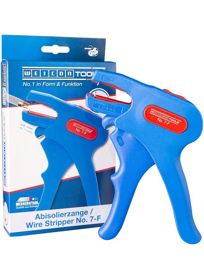 Weicon Wire Stripper No. 7-F For Flat Cable, Stripping From 0.75 - 4.0 Mm² (18-11 Awg), Wire Stripper With Side Cutter Up To 3.0 Mm, Tuv, Red  Blue - Image 1