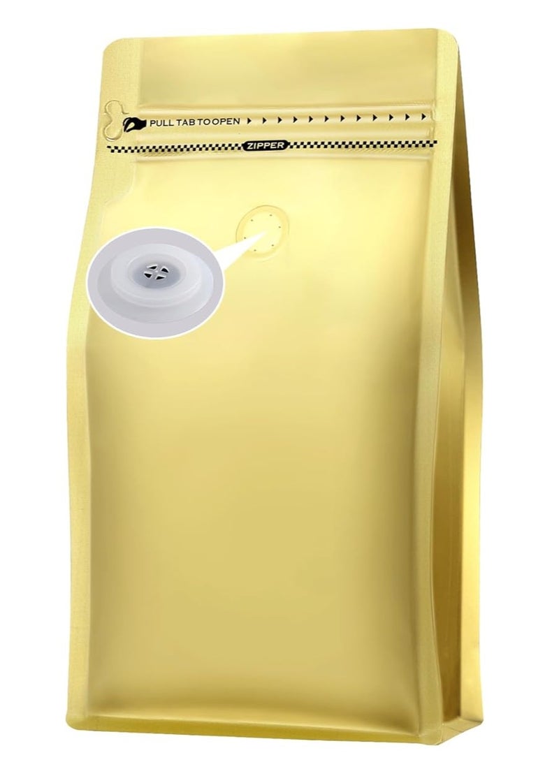 Home zone Coffee Bags with Valve(25 pcs,16 oz/1 lb) Gold High Barrier Aluminum Foil Flat Bottom Standing Empty Coffee Beans Storage Bag,Reusable Heat Sealable Side Zipper Pouches for Home or Store  - Image 1