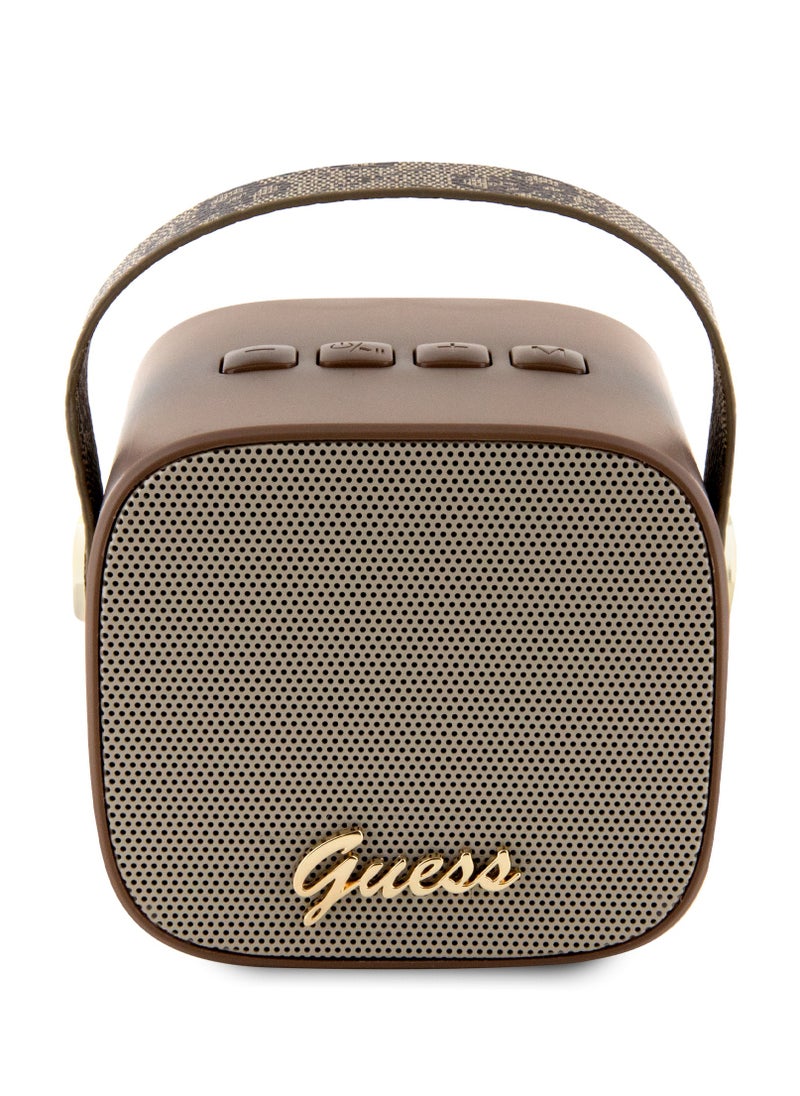 GUESS - PU Wireless Speaker With Handle And 4G Leather Script Logo / Studio Quality Sound / Lightweight and Luxurious Speaker - Brown - Image 1