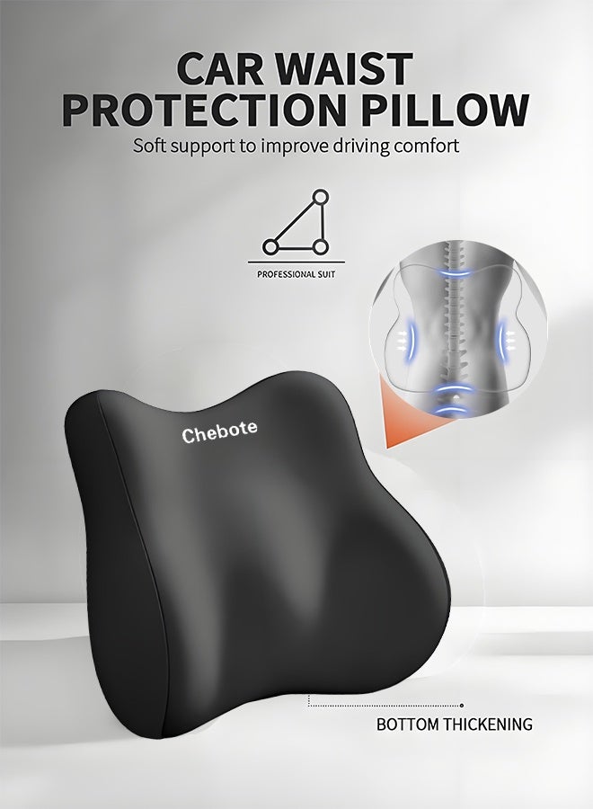 Wish Plus Lumbar Support Pillow and Car Headrest Neck Pillow Seat Cushion Set, Car Neck Pillow Kit, Lumbar Support Pillow for Car, Car Back Support, Memory Foam Low Back Cushion for Back Pain Relief, Automotive Interior - Image 3