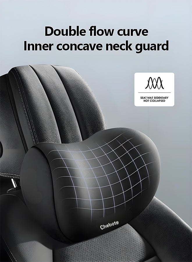 Wish Plus Lumbar Support Pillow and Car Headrest Neck Pillow Seat Cushion Set, Car Neck Pillow Kit, Lumbar Support Pillow for Car, Car Back Support, Memory Foam Low Back Cushion for Back Pain Relief, Automotive Interior - Image 2