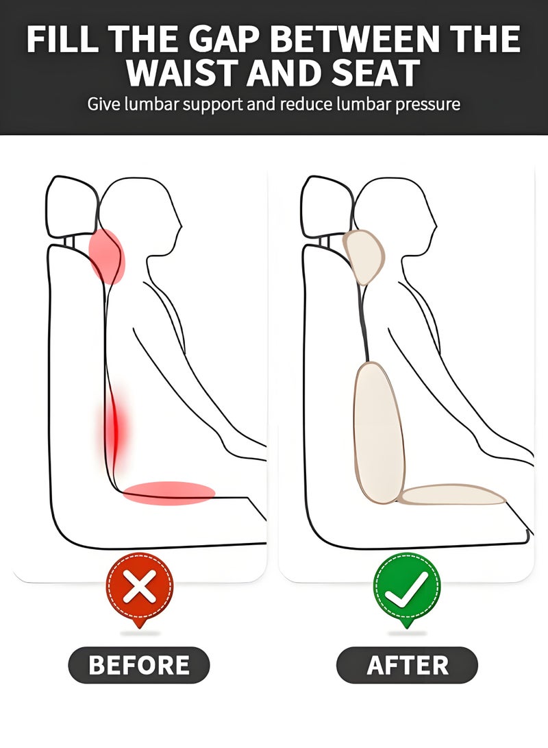 Wish Plus Lumbar Support Pillow and Car Headrest Neck Pillow Seat Cushion Set, Car Neck Pillow Kit, Lumbar Support Pillow for Car, Car Back Support, Memory Foam Low Back Cushion for Back Pain Relief, Automotive Interior - Image 5