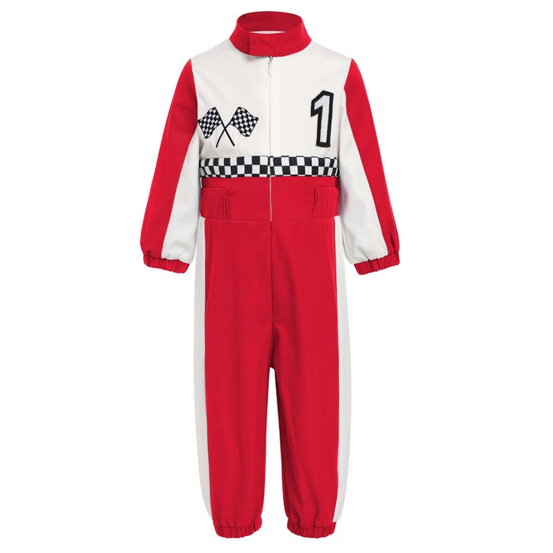OBEEII Baby Boy Girl 1st Birthday Outfit Race Car Driver Jumpsuit Romper One Two Birthday Cake Smash Photoshoot Outfit Red white 1 912 Months