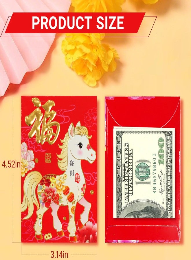 Ellzk Red Envelopes Chinese New Year Horse 2026 Chinese New Year Lunar New Year Decorations Lucky Money Envelopes Gifts(6 Patterns 36 Pcs) Cartoon - Image 2