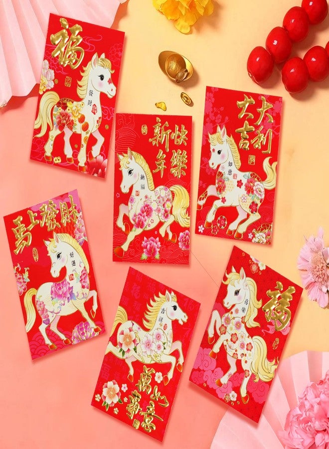 Ellzk Red Envelopes Chinese New Year Horse 2026 Chinese New Year Lunar New Year Decorations Lucky Money Envelopes Gifts(6 Patterns 36 Pcs) Cartoon - Image 5