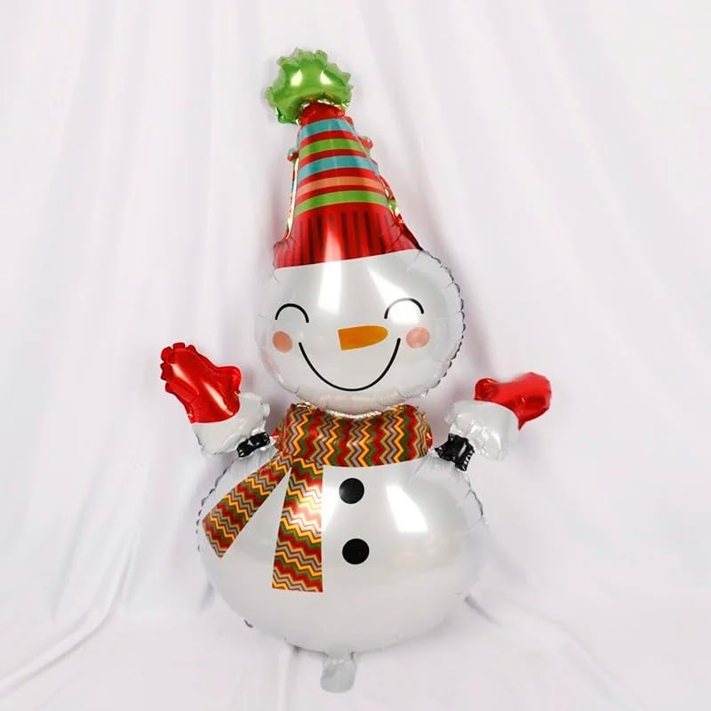 Atpata Funky 32inch Jumbo Snowman Foil Balloon with Round and Star Foil Balloons Set of 5pcs for Festive Xmas Winter Theme Decoration - Image 3