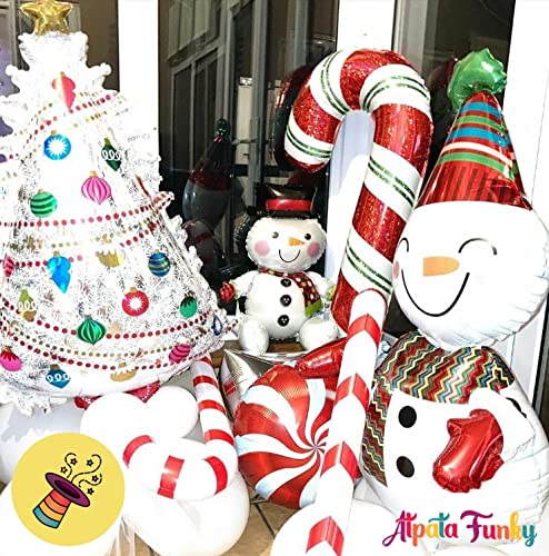 Atpata Funky 32inch Jumbo Snowman Foil Balloon with Round and Star Foil Balloons Set of 5pcs for Festive Xmas Winter Theme Decoration - Image 5
