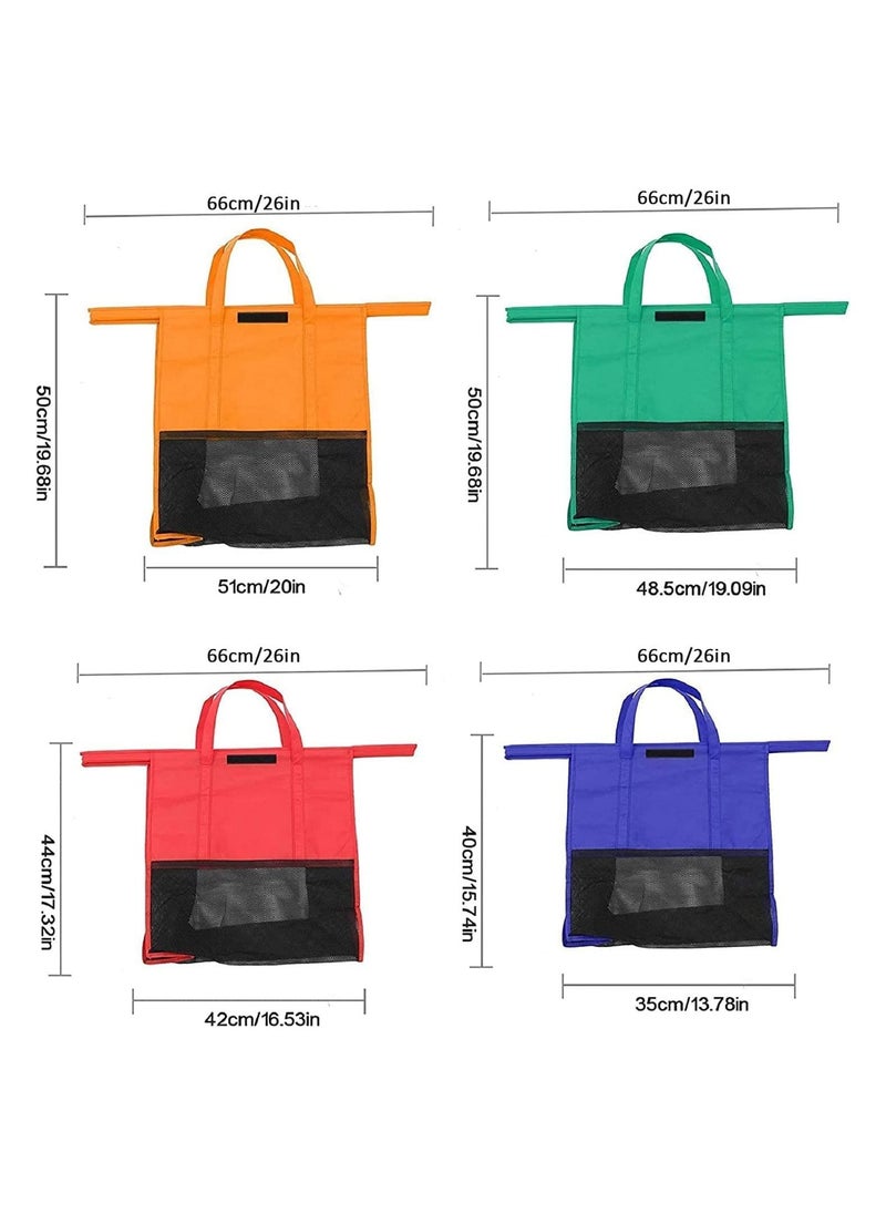 Yameem 4 Pieces Folding Supermarket Trolley Reusable Eco-Friendly Shopping Bags multicolour  - Image 4
