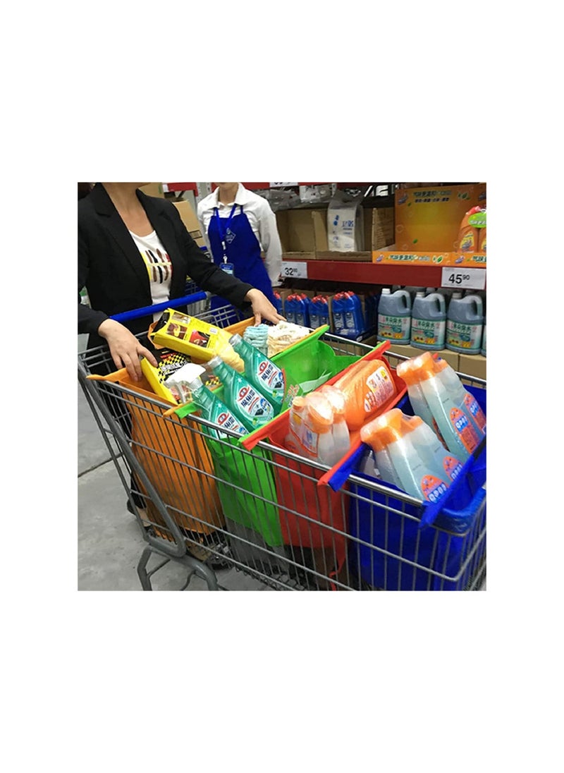Yameem 4 Pieces Folding Supermarket Trolley Reusable Eco-Friendly Shopping Bags multicolour  - Image 1