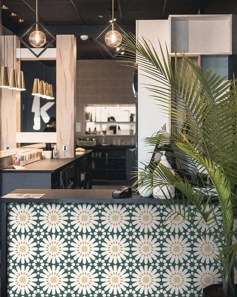 MORCART Peel and Stick Floor Tile - 20 PCS, 7.87" x 7.87" Vinyl Flooring - Waterproof Self-Adhesive Tile Sticker for Wall, Bathroom, Kitchen, Fireplace, Hallway - Green Floral Look - Image 5