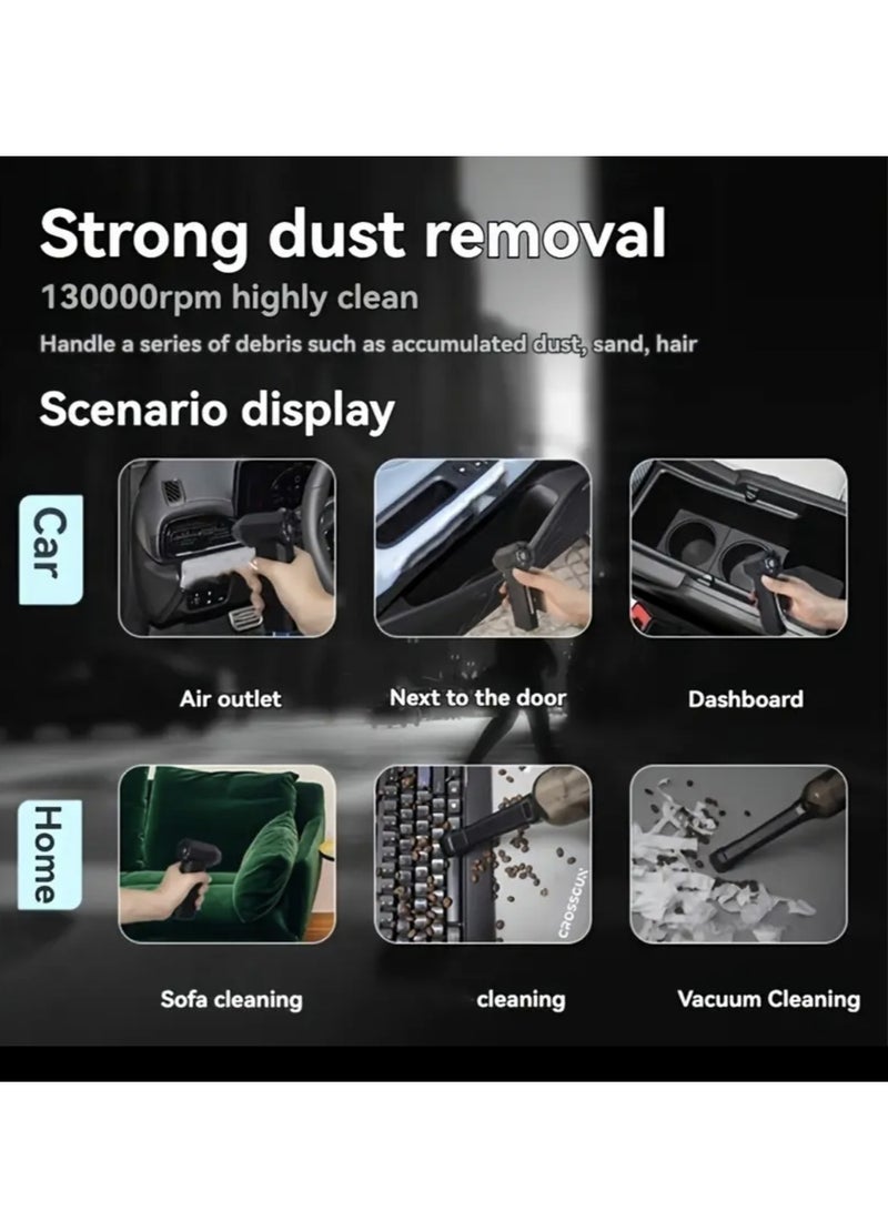 ZTEK Portable Mini Car Blower Air Blaster Handheld Compressed Duster 3 Speed Modes，Rechargeable with Detachable Nozzle Enhanced 90-100mph Top Violent Airflow - Image 2