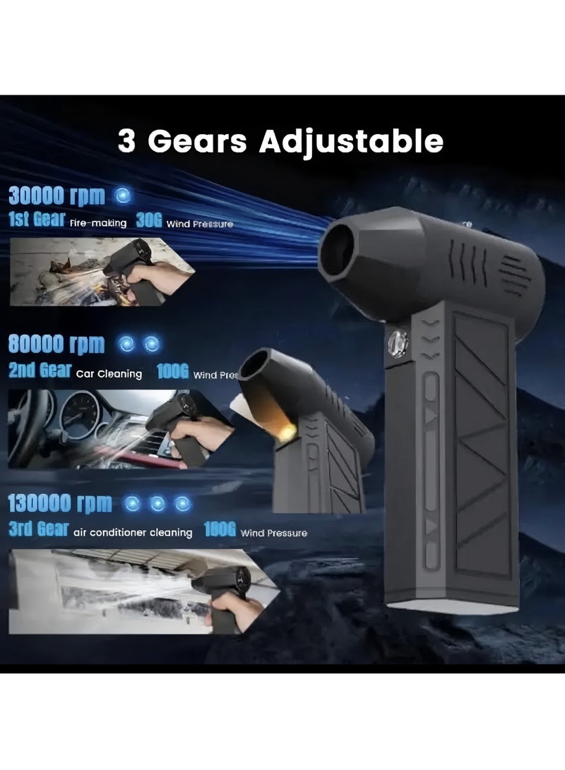 ZTEK Portable Mini Car Blower Air Blaster Handheld Compressed Duster 3 Speed Modes，Rechargeable with Detachable Nozzle Enhanced 90-100mph Top Violent Airflow - Image 4