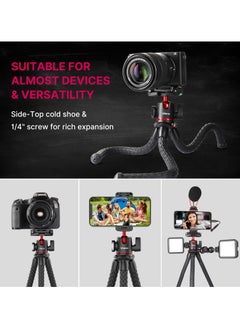 Ulanzi ULANZI MT-33 Phone Tripod, Mini Flexible Tripod with Cold Shoe & Universal Clip, 1/4'' Screw for Magic Arm, Multifunctional Octopus Camera Tripod for Mobile Phone/Action camera, Lightweight for Travel  - Image 4