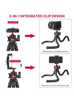 Ulanzi ULANZI MT-33 Phone Tripod, Mini Flexible Tripod with Cold Shoe & Universal Clip, 1/4'' Screw for Magic Arm, Multifunctional Octopus Camera Tripod for Mobile Phone/Action camera, Lightweight for Travel  - Image 5