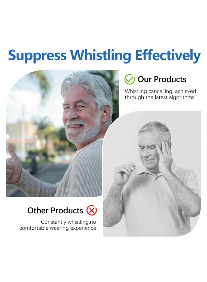 سماعة أذن طبية، سماعة أذن صغيرة داخلية غير مرئية قابلة لإعادة الشحن لكبار السن الذين يعانون من ضعف السمع، مع تقليل الضوضاء، تحكم رقمي في مستوى الصوت، مع علبة شحن - Image 2