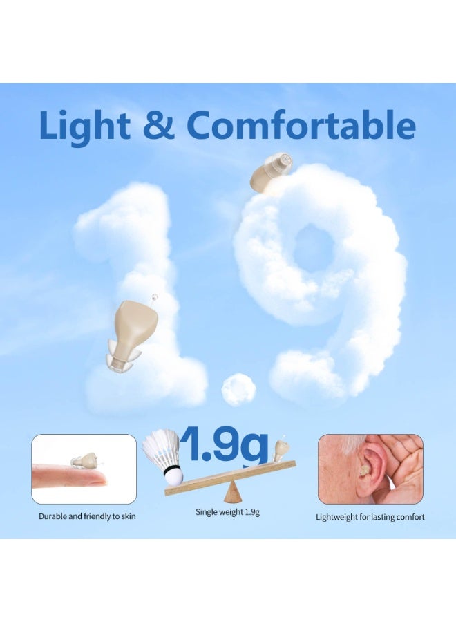 سماعة أذن طبية، سماعة أذن صغيرة داخلية غير مرئية قابلة لإعادة الشحن لكبار السن الذين يعانون من ضعف السمع، مع تقليل الضوضاء، تحكم رقمي في مستوى الصوت، مع علبة شحن - Image 4