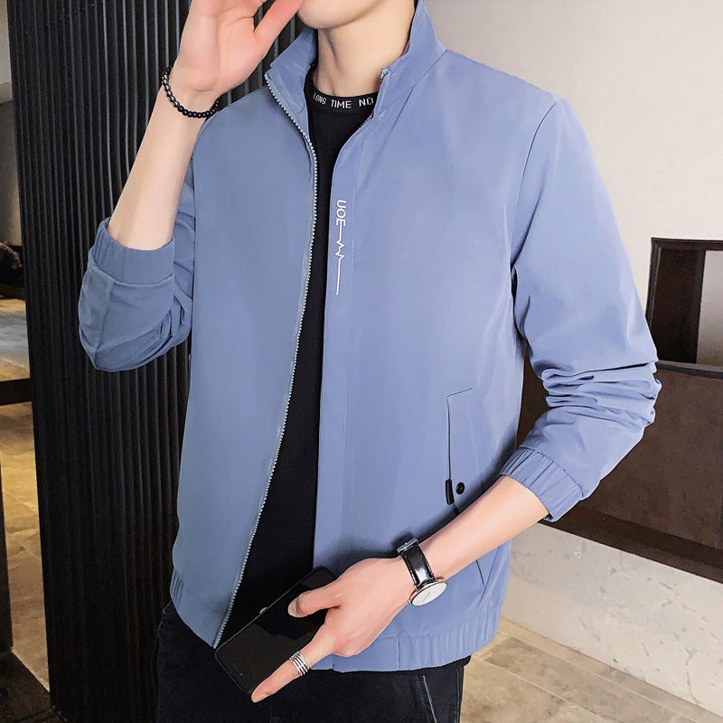 Mens Jacket 2021 Autumn and Winter New Baseball Suit Korean Handsome Slim-fit Casual Collar Jacket Spring Top Khaki  - Image 4