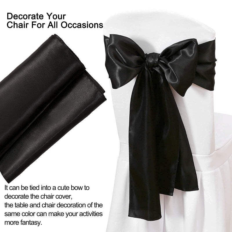 LuoluoHouse 24 Pack Black Table Runners 12 x 108 Inches Long Smooth Satin Silk Black Table Runner for New Year Party Black Halloween Wedding Birthday Banquet Decoration - Image 1