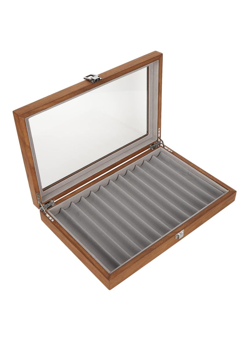 Arabest - Wood Pen Display Box, Wooden Fountain Pen Display Case, Pen Collector Organizer with Lid, Walnut Wood Storage Gift Box for 12 Pens Display - Image 1