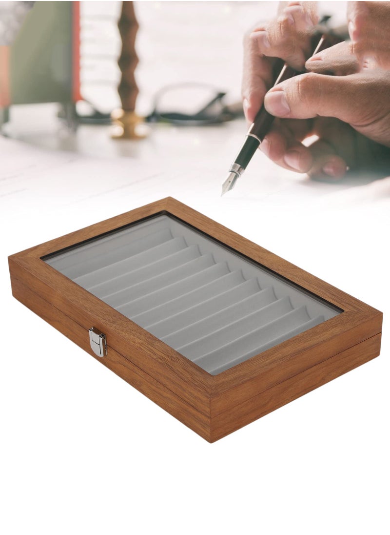 Arabest - Wood Pen Display Box, Wooden Fountain Pen Display Case, Pen Collector Organizer with Lid, Walnut Wood Storage Gift Box for 12 Pens Display - Image 1