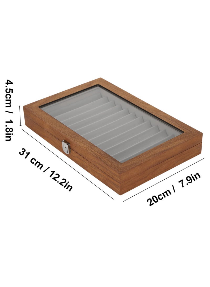 Arabest - Wood Pen Display Box, Wooden Fountain Pen Display Case, Pen Collector Organizer with Lid, Walnut Wood Storage Gift Box for 12 Pens Display - Image 1