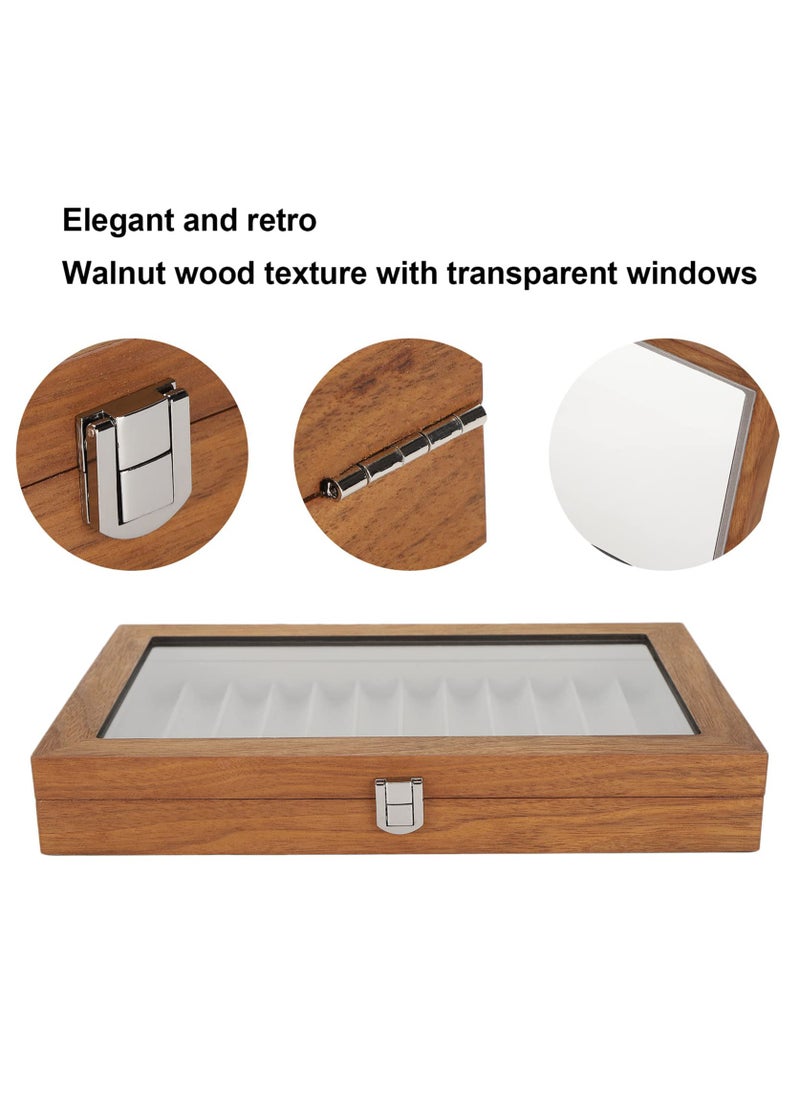 Arabest - Wood Pen Display Box, Wooden Fountain Pen Display Case, Pen Collector Organizer with Lid, Walnut Wood Storage Gift Box for 12 Pens Display - Image 1