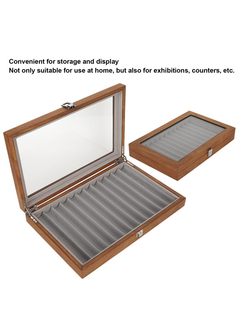 Arabest - Wood Pen Display Box, Wooden Fountain Pen Display Case, Pen Collector Organizer with Lid, Walnut Wood Storage Gift Box for 12 Pens Display - Image 1