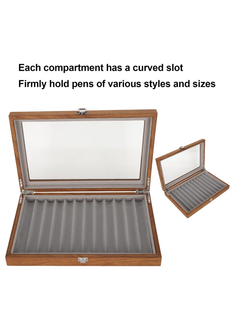Arabest - Wood Pen Display Box, Wooden Fountain Pen Display Case, Pen Collector Organizer with Lid, Walnut Wood Storage Gift Box for 12 Pens Display - Image 1