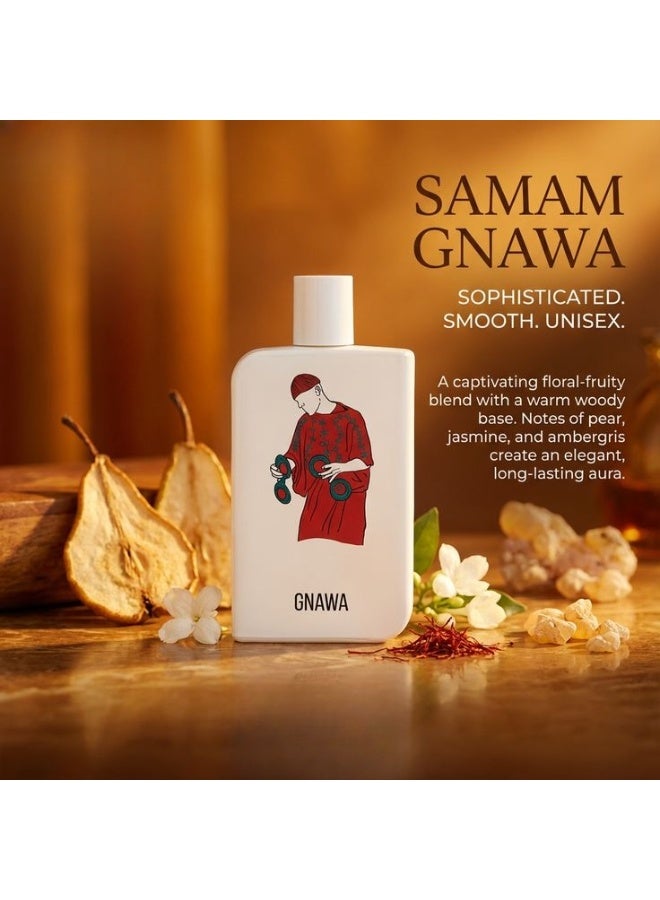 صمام عطر جنّوة Gnawa من Samam – أو دو بارفان للجنسين | رائحة خشبية دافئة بتوابل فاخرة مع الفانيليا والعنبر | عطر فخم طويل الثبات - Image 3