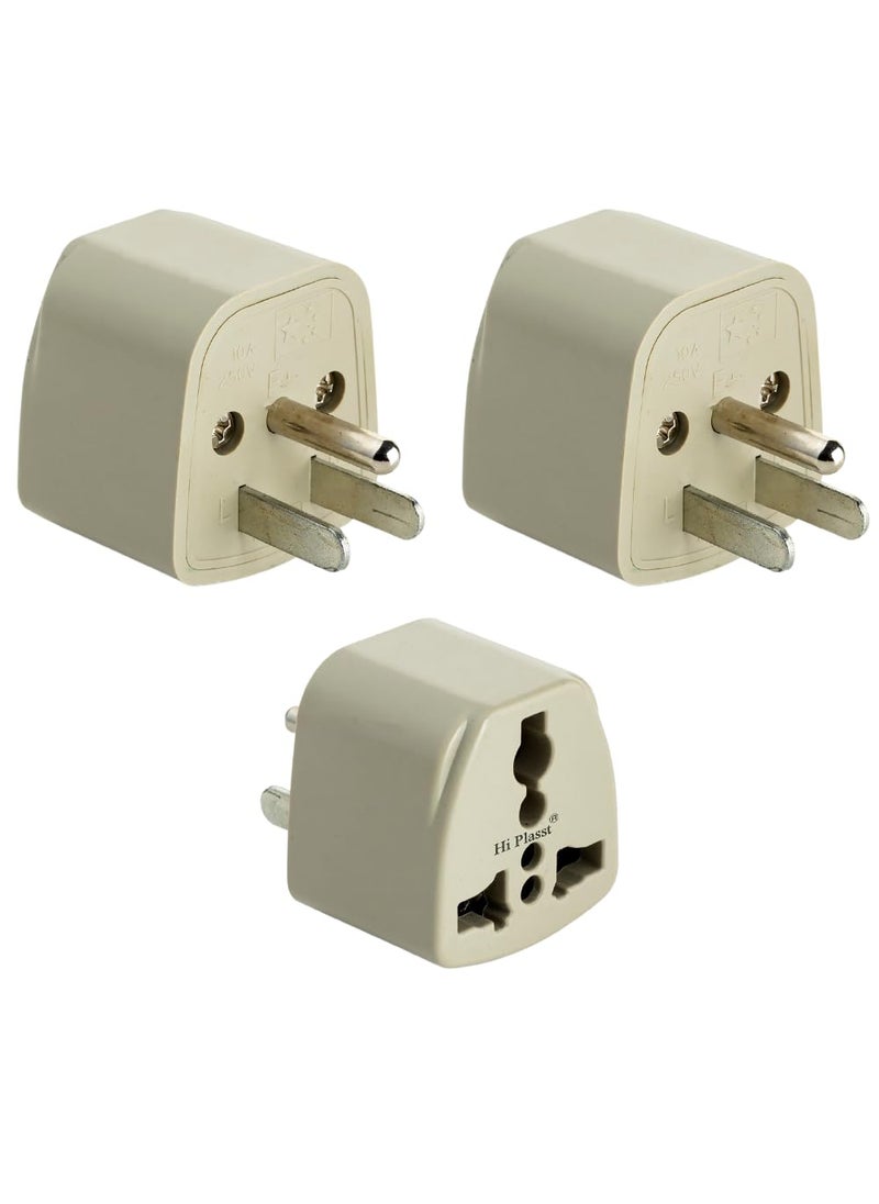 HI PLASST PINS N PLUGS HiPLASST India to USUSA Converter Plug Type B Pack of 2 3Pin Universal Electrical Adapter Travel Charger Adaptor for Canada Thailand Mexico Canada Japan Brazil Philippines  - Image 1